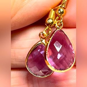 Pretty soft purple earrings in gold tone
